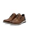 Rieker Men Casual Laced Shoe Side Zip - Brown Leather